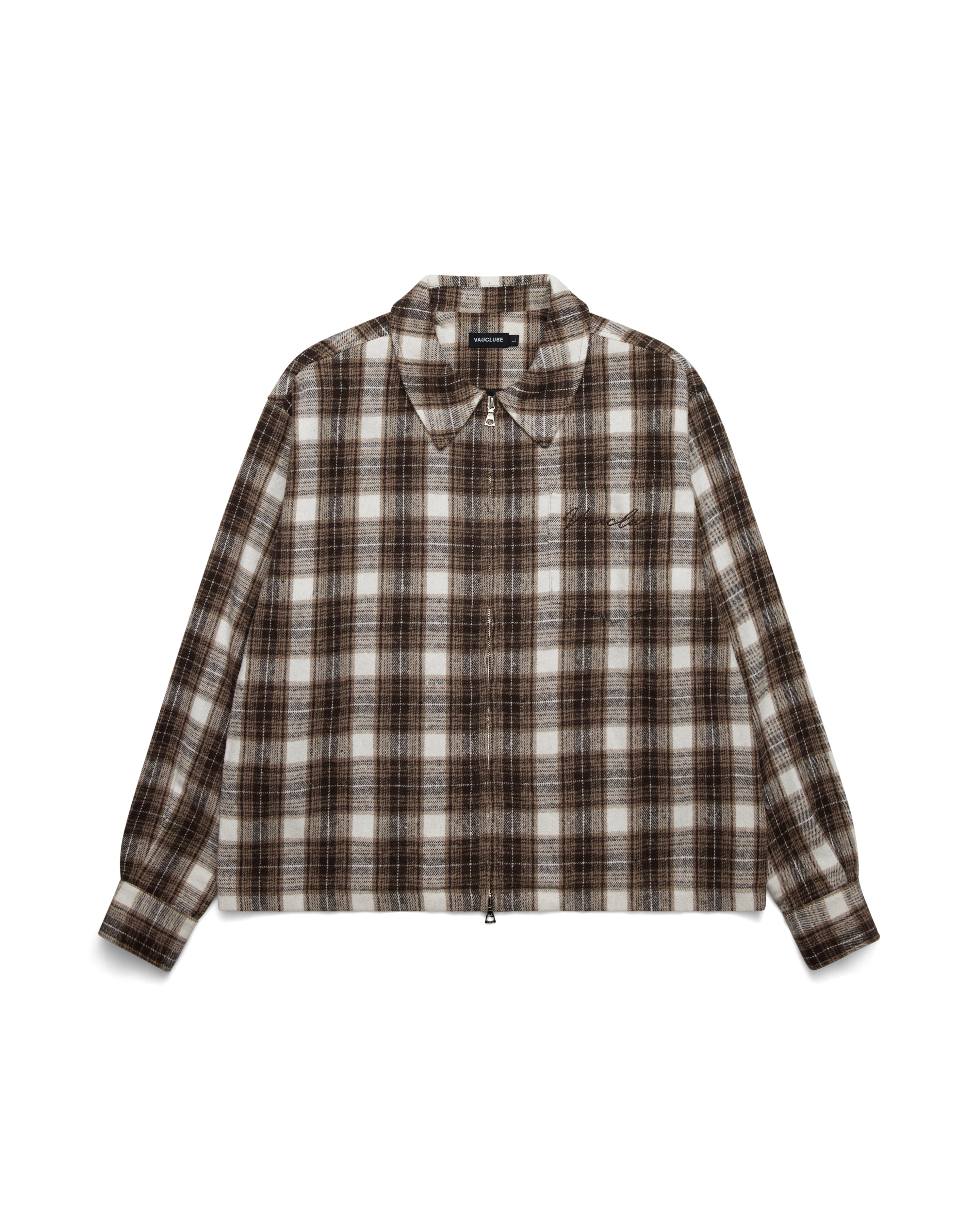 Quilted Flannel Over Shirt - White/Brown – VAUCLUSE STUDIOS UK