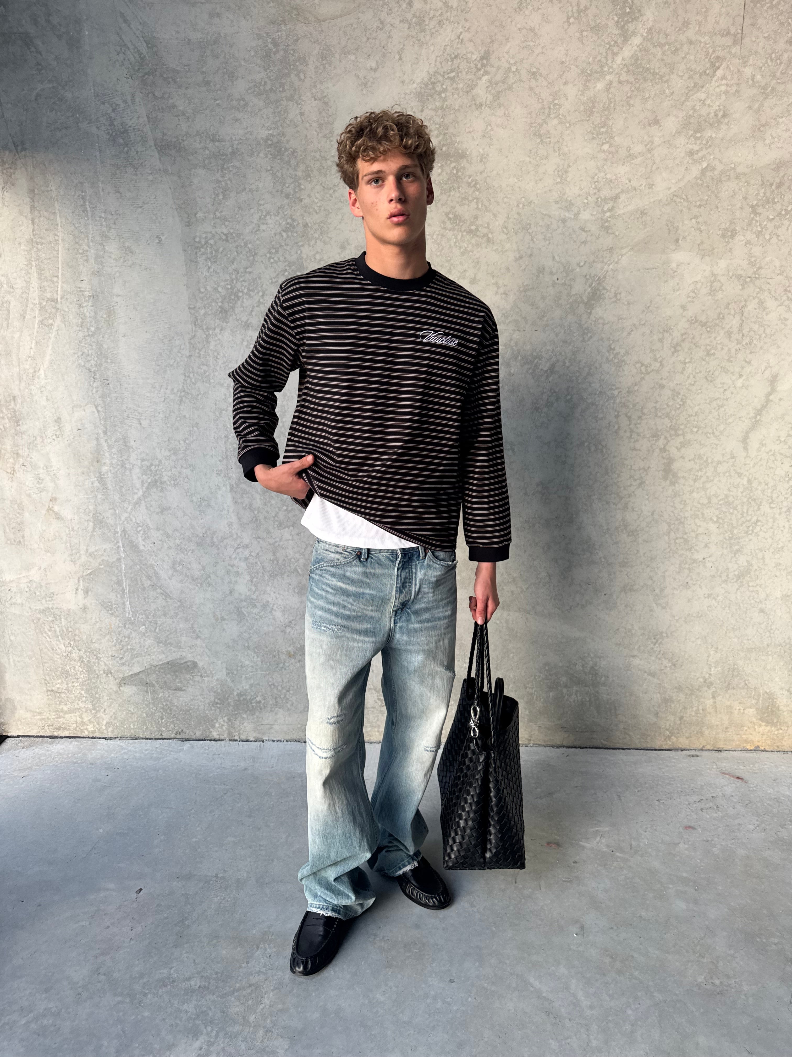 Striped Long Sleeve T-Shirt - Black/White