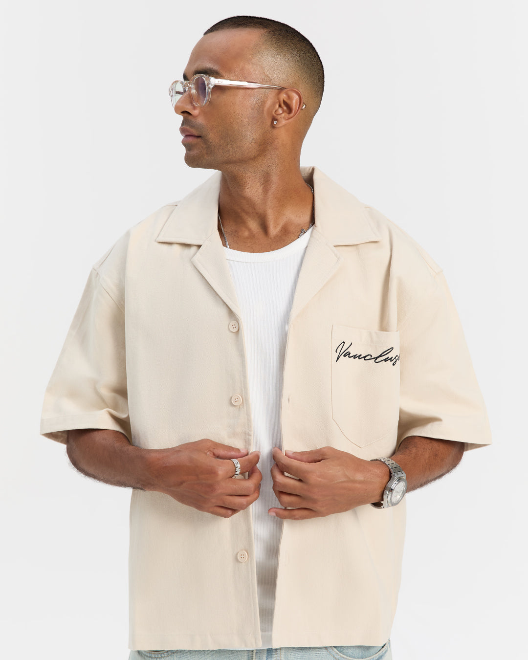 Signature Short Sleeved Shirt - Beige – VAUCLUSE STUDIOS UK