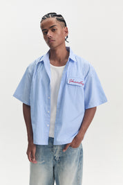 Striped Signature Short Sleeve Shirt - White/Blue