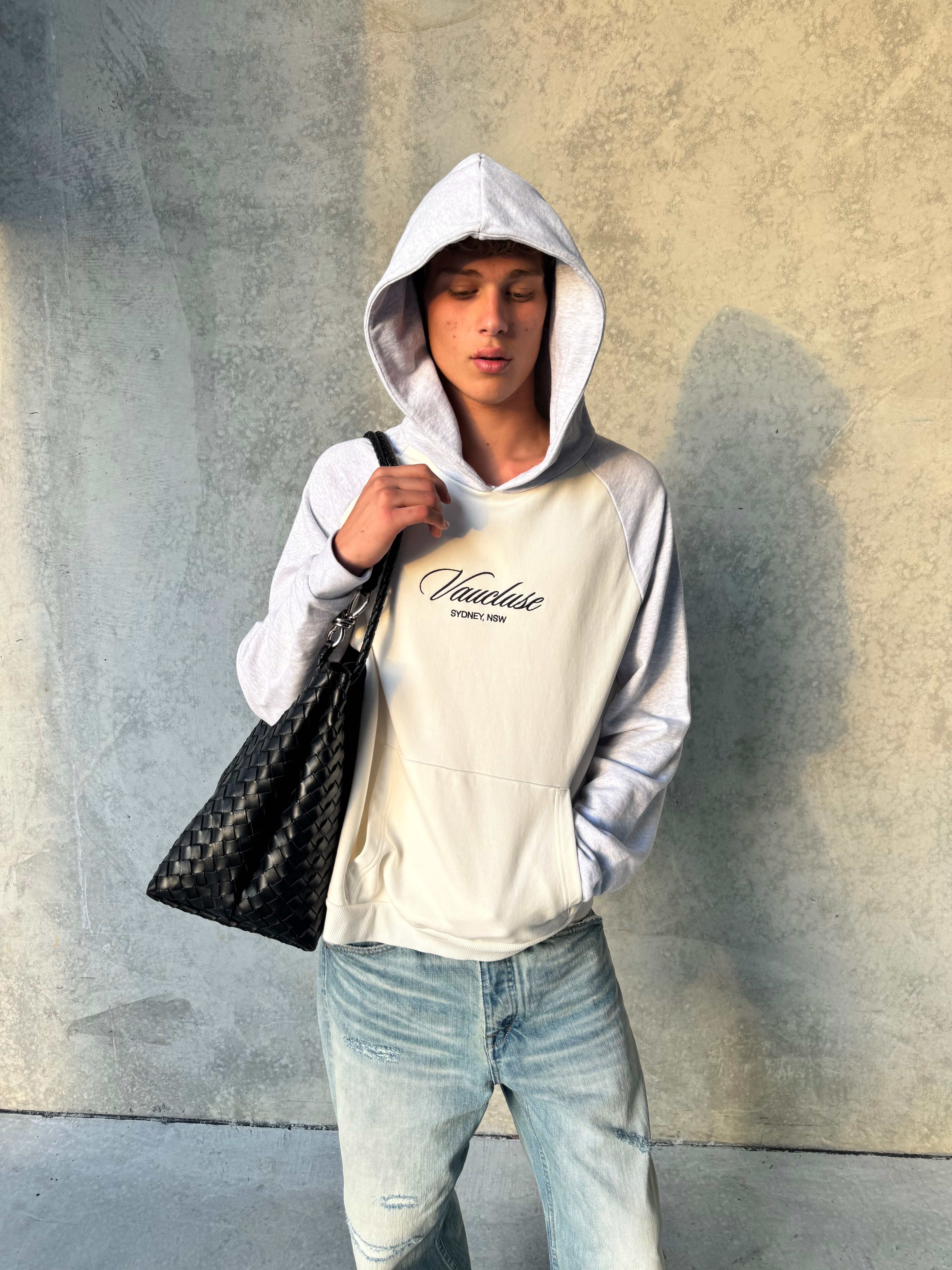 Sydney Heritage Raglan Hoodie - Off White/Grey