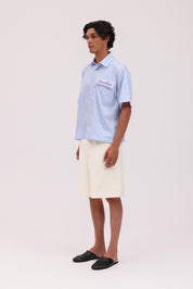 Striped Signature Short Sleeve Shirt - White/Blue