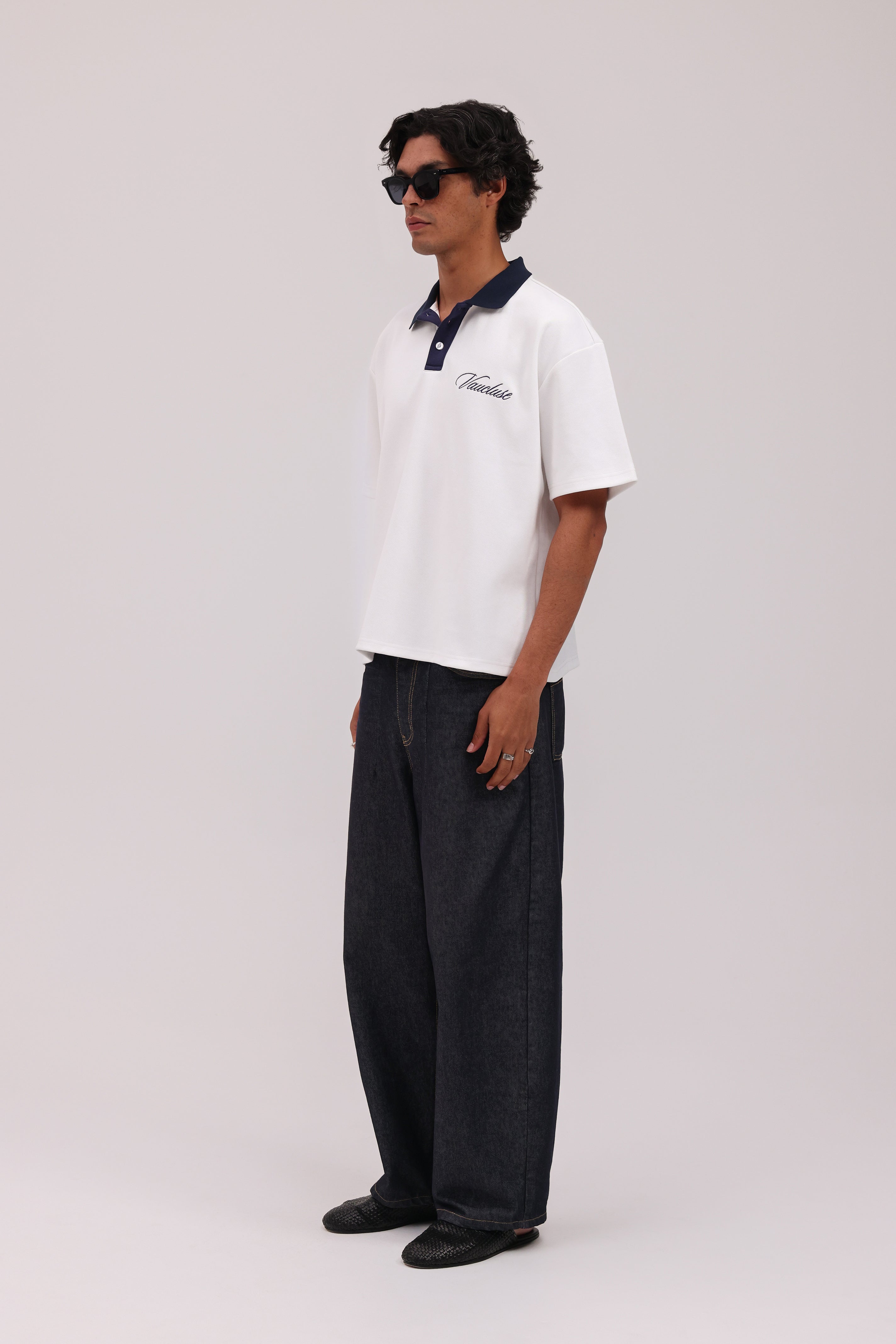 Signature Short Sleeve Polo Shirt - White/Navy