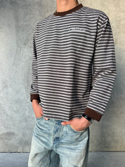 Striped Long Sleeve T-Shirt - Grey/Brown