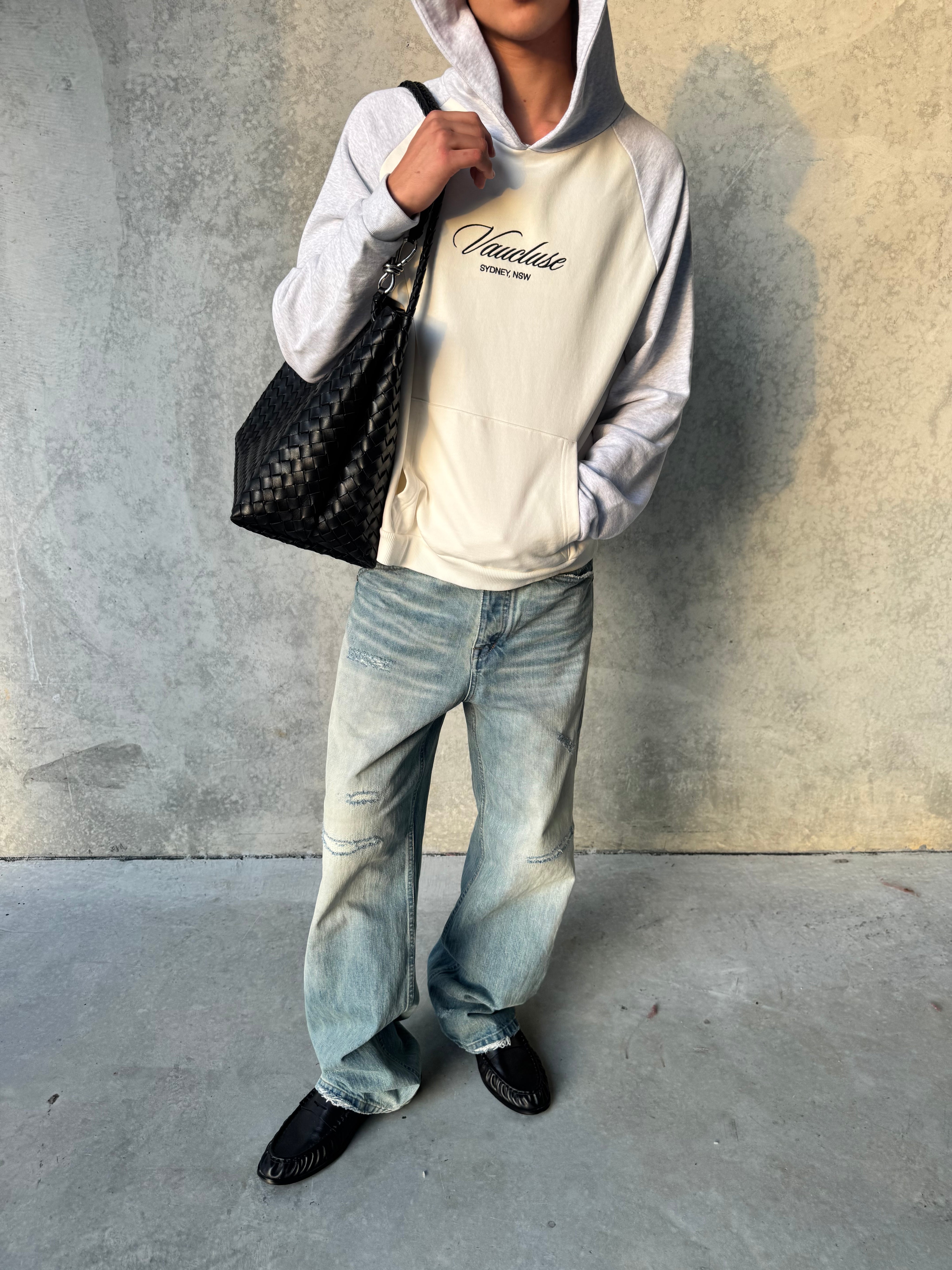 Sydney Heritage Raglan Hoodie - Off White/Grey