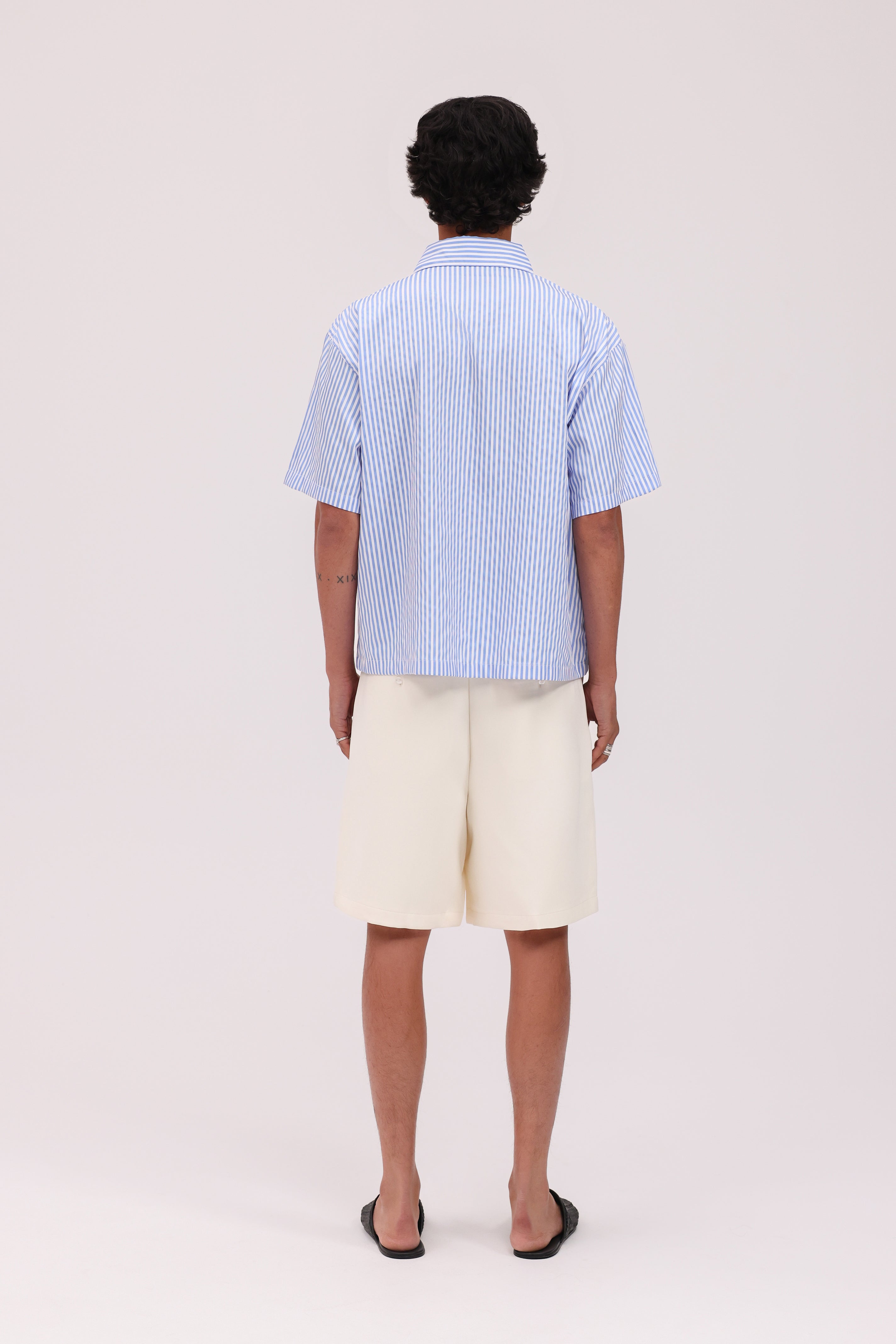 Striped Signature Short Sleeve Shirt - White/Blue