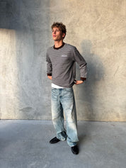 Striped Long Sleeve T-Shirt - Grey/Brown