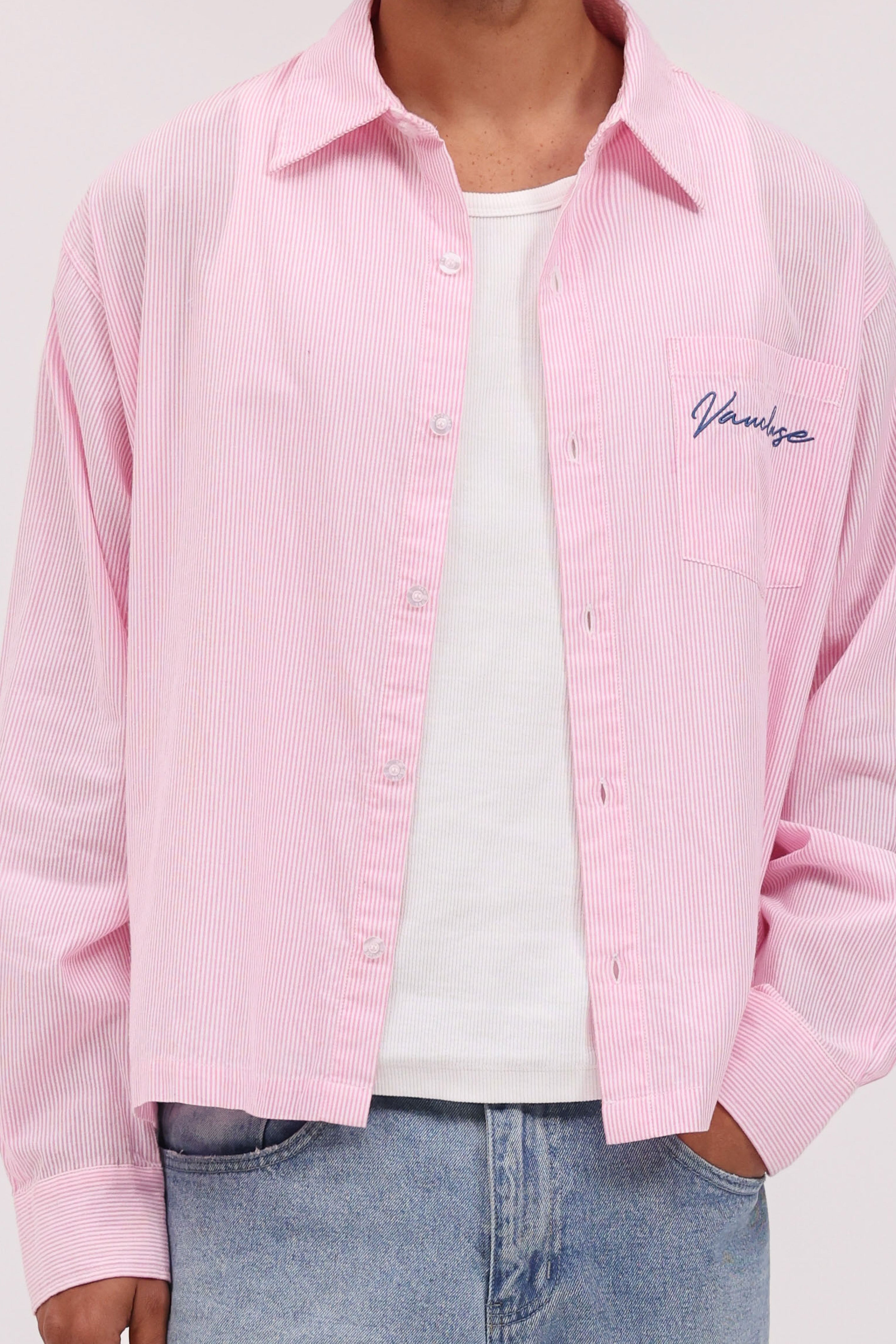 Striped Signature Long Sleeve Shirt - Rose