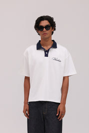 Signature Short Sleeve Polo Shirt - White/Navy