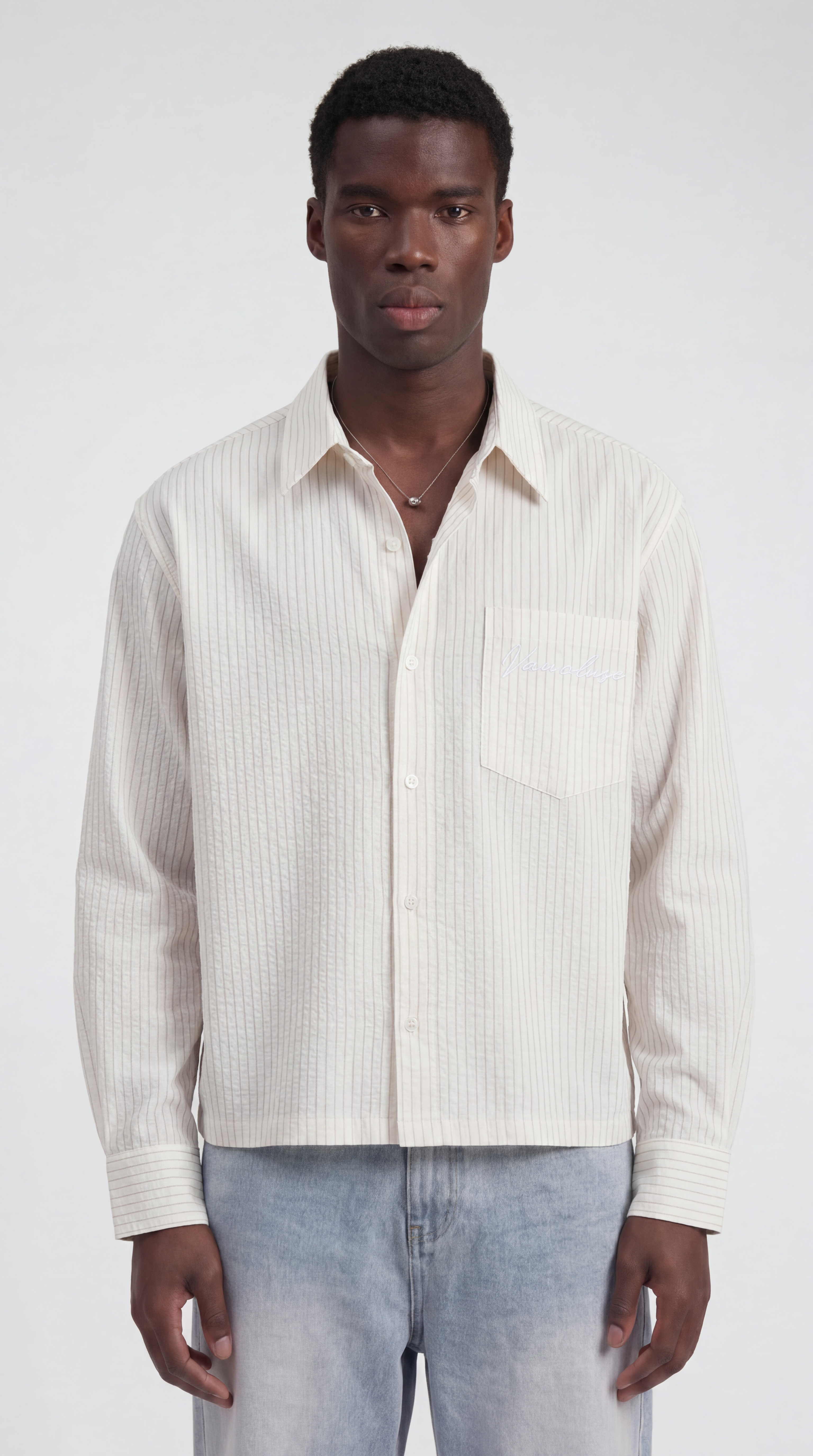 Striped Signature Long Sleeve Shirt - Off White/Pink