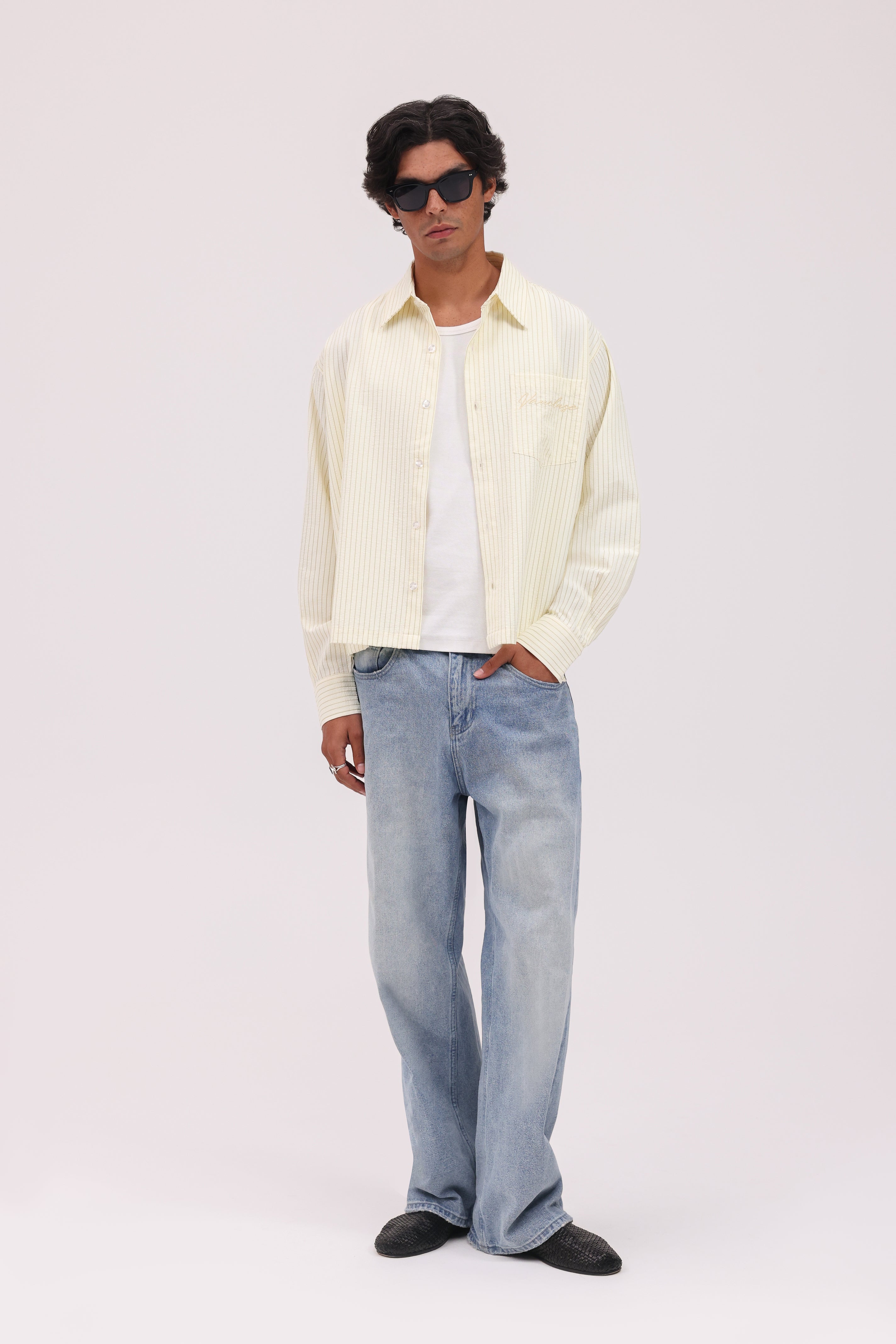Striped Signature Long Sleeve Shirt - Cream/Brown