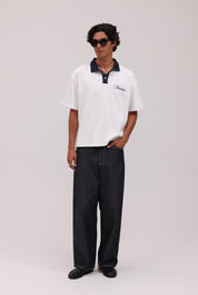 Signature Short Sleeve Polo Shirt - White/Navy