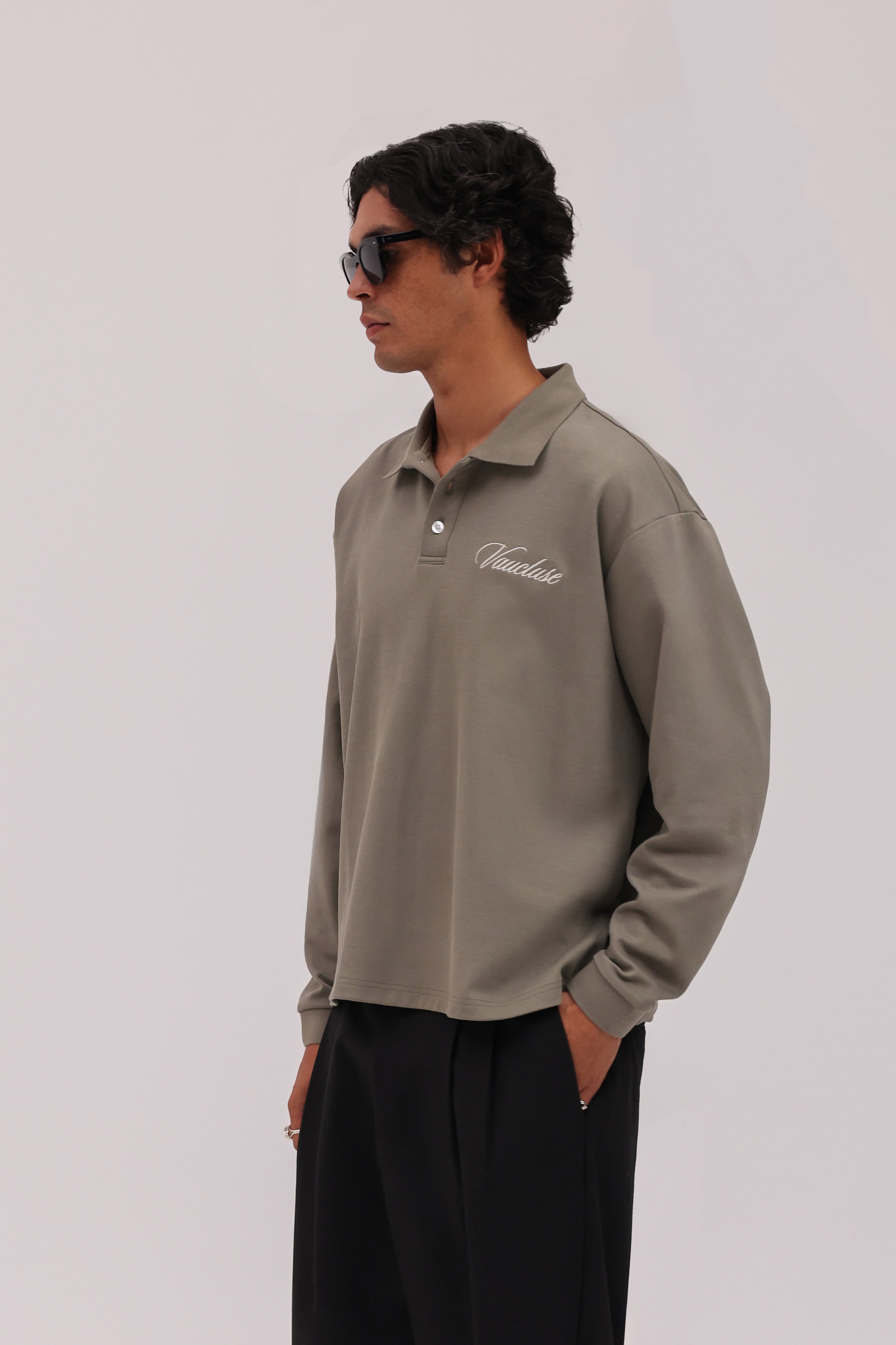Signature Long Sleeve Polo Shirt - Muted Olive