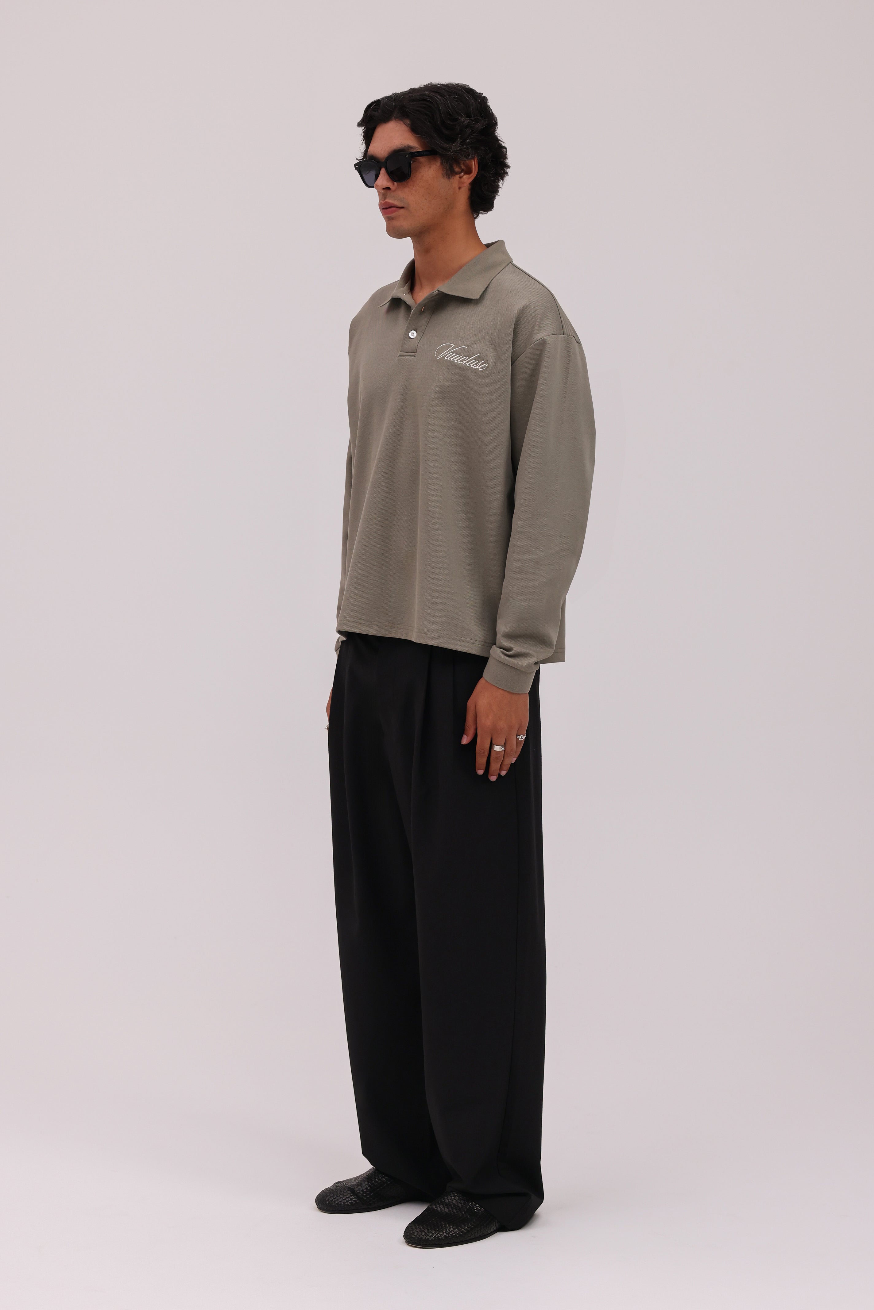 Signature Long Sleeve Polo Shirt - Muted Olive